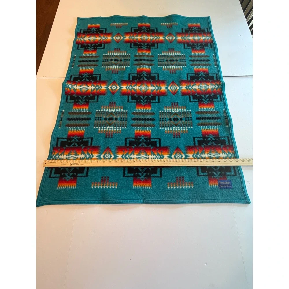 Pendleton Beaver State Wool Chief Joseph‎ Baby Blanket Turquoise Teal 33x43